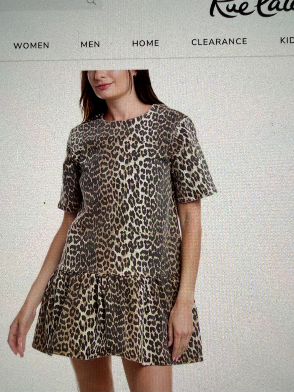 GANNI Denim Mini Dress - Leopard
